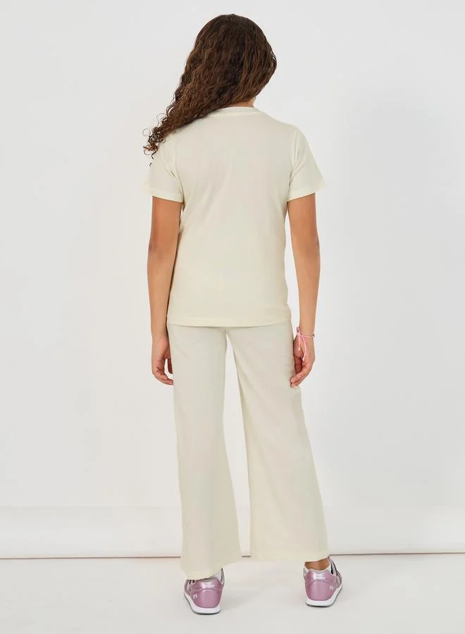 Styli Styli Short Sleeve Crew Neck t-Shirt and Wide Leg Joggers Co-Ords