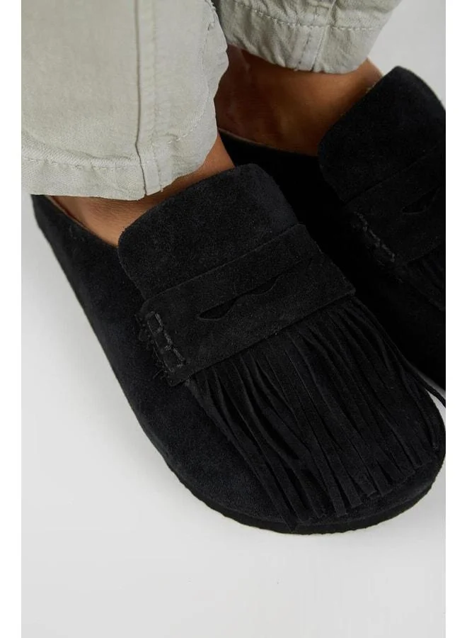 Manijero  Madora Women's Genuine Leather Tassel Sabo Black Slippers. for Women | Best Price UAE