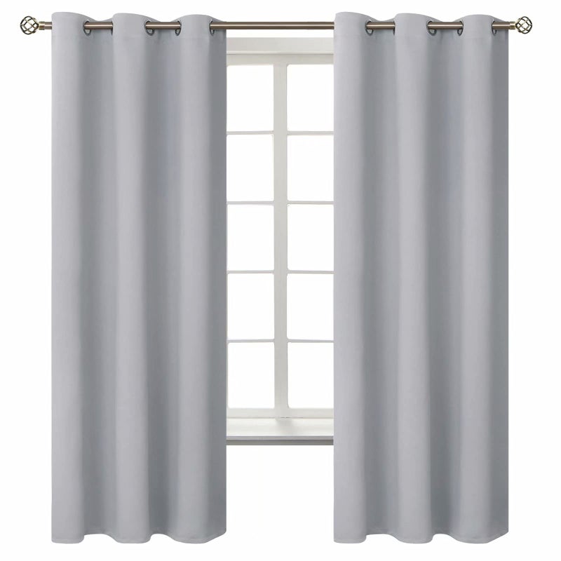 BGment Room Darkening Curtains 63 Inches Long  Grommet Thermal Insulated Drapes Window Treatment Curtains for Bedroom 2 Panels 42 x 63 Inch Light Grey