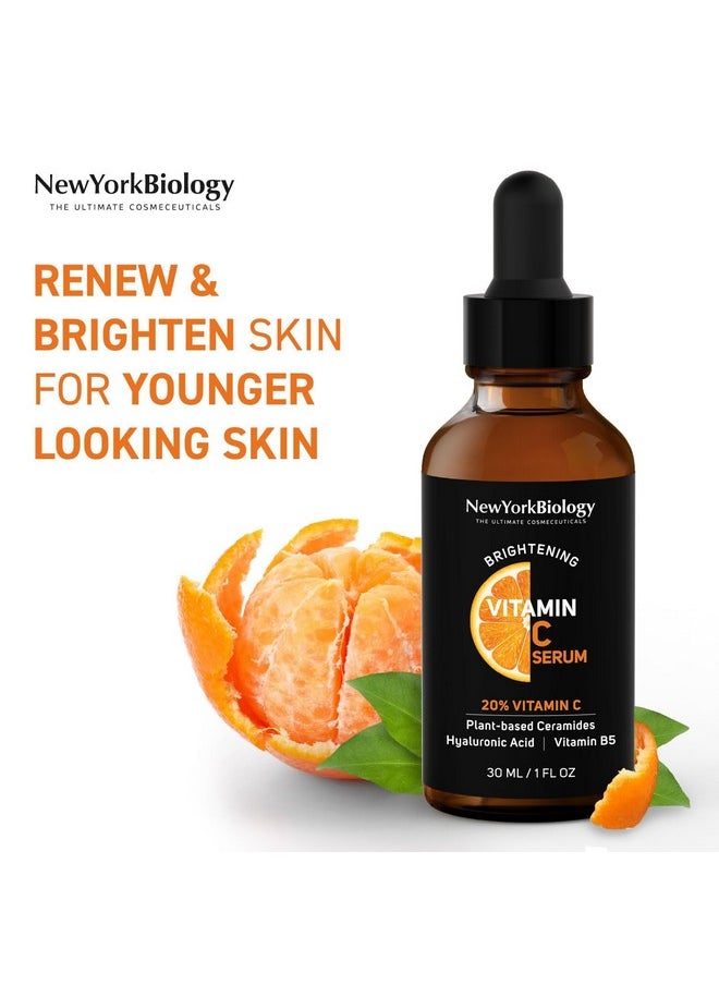 NEW YORK BIOLOGY THE ULTIMATE COSMECEUTICALS - New York Biology Vitamin C Serum For Face With Hyaluronic Acid And 20% Vitamin C 1 Fl Oz Moisturizing Anti Aging Face Serum For Dark Spots Dark Circles Fine Lines And Wrinkles - Image 1