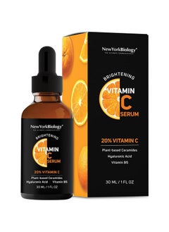 New York Biology Vitamin C Serum For Face With Hyaluronic Acid And 20% Vitamin C 1 Fl Oz Moisturizing Anti Aging Face Serum For Dark Spots Dark Circles Fine Lines And Wrinkles
