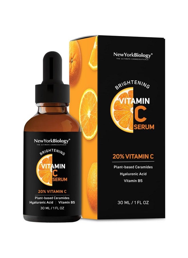 NEW YORK BIOLOGY THE ULTIMATE COSMECEUTICALS - New York Biology Vitamin C Serum For Face With Hyaluronic Acid And 20% Vitamin C 1 Fl Oz Moisturizing Anti Aging Face Serum For Dark Spots Dark Circles Fine Lines And Wrinkles - Image 1
