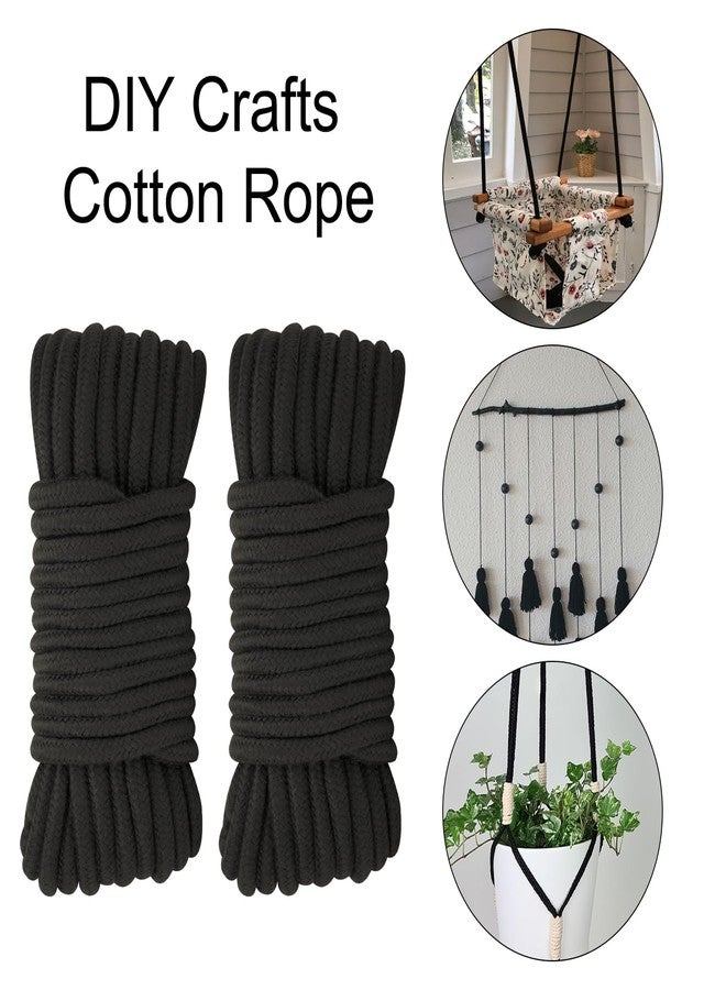 joycraft 2Pcs Soft Cotton Rope, 66Ft x 8MM Thick Rope, Black Cotton Rope, Soft Tying Long Rope for Hanging Clothes, Binding Luggage and Home Decoration(2pcs x 33ft) - Image 4