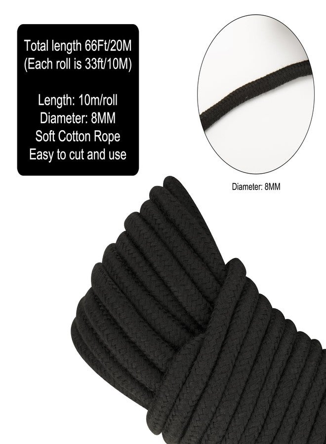 joycraft 2Pcs Soft Cotton Rope, 66Ft x 8MM Thick Rope, Black Cotton Rope, Soft Tying Long Rope for Hanging Clothes, Binding Luggage and Home Decoration(2pcs x 33ft) - Image 3