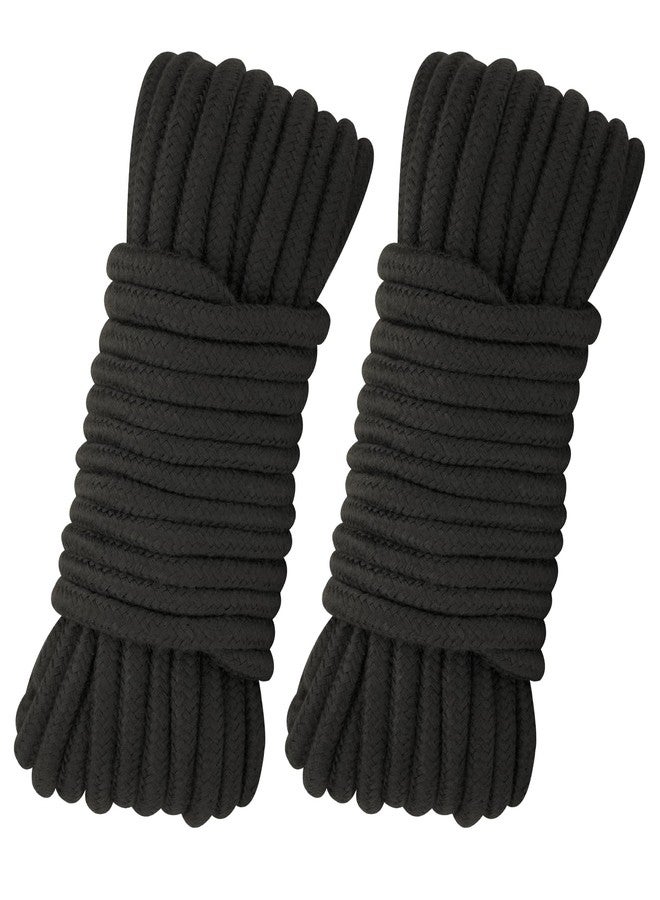 joycraft 2Pcs Soft Cotton Rope, 66Ft x 8MM Thick Rope, Black Cotton Rope, Soft Tying Long Rope for Hanging Clothes, Binding Luggage and Home Decoration(2pcs x 33ft) - Image 1