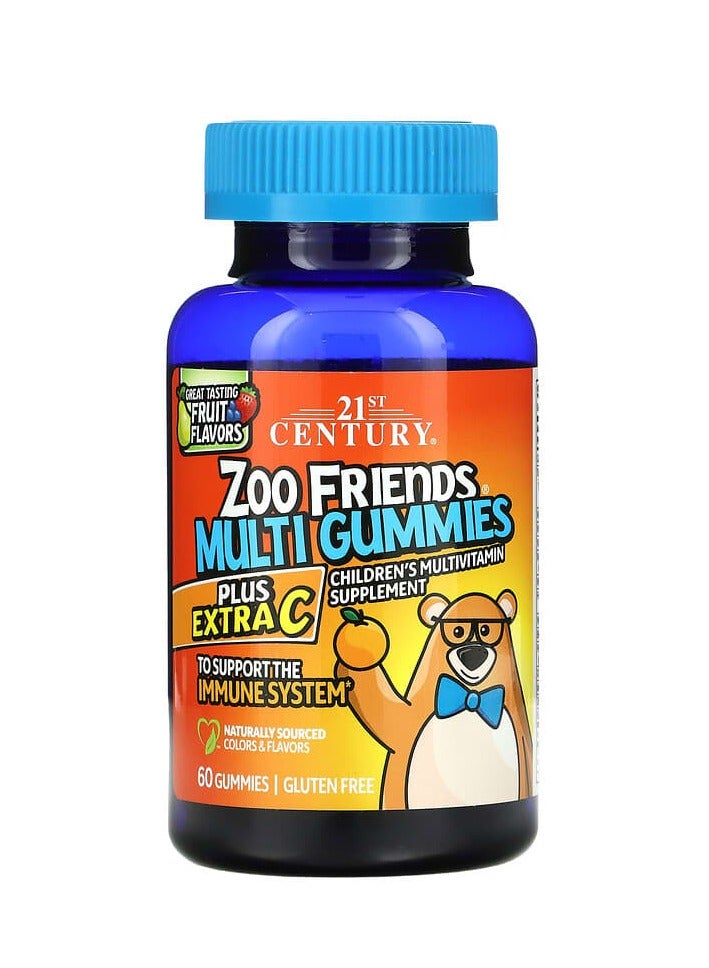 21st Century Zoo Friends Multivitamin Gummies Extra Vitamin C  Delicious Fruits 60 Gummies - Image 1