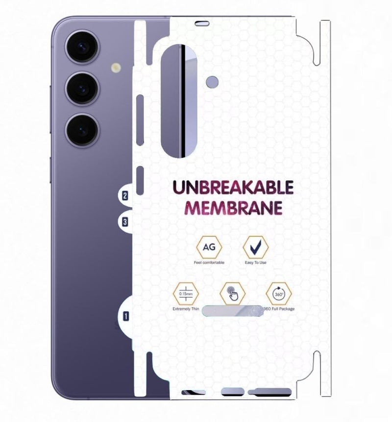 RODMED Matte Finish Full Body Cover Back Protector Compatible with Samsung Galaxy S24 5G | Unbreakable Membrane Scratch Guard Full Fit Protective, Case Friendly, (Back & Side) (Pack of 1) - Image 4