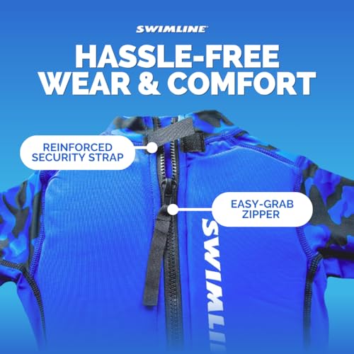 SWIMLINE Buoyant Zip-Up Swim Trainer Vest – Floating Life Jacket Suit for Children Ages 4+, Large 40-55 lbs, Boys, Blue - Image 5