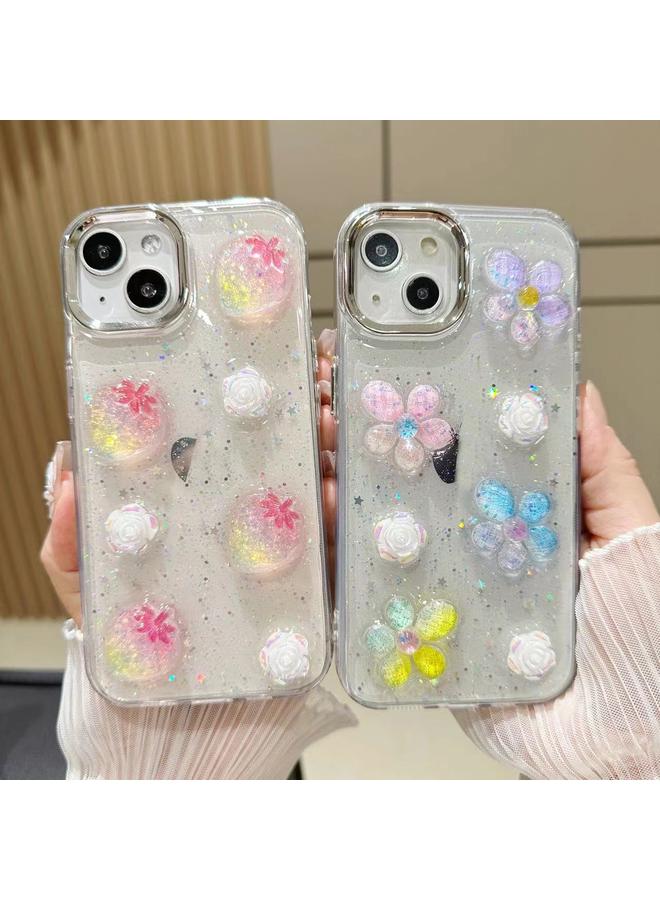 S-TOP Case For iPhone 15 Pro 3D Flower Glitter Epoxy TPU Phone Case - Image 3