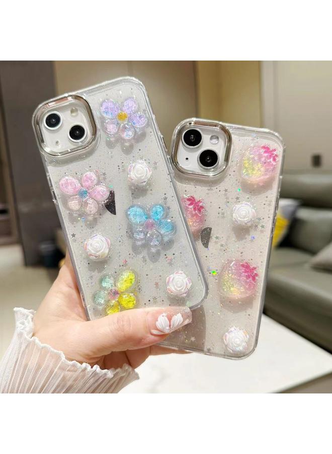 S-TOP Case For iPhone 15 Pro 3D Flower Glitter Epoxy TPU Phone Case - Image 4