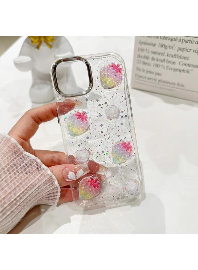 S-TOP Case For iPhone 15 Pro 3D Flower Glitter Epoxy TPU Phone Case - Image 2