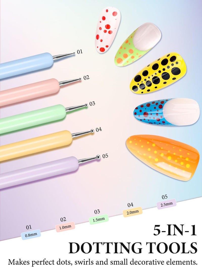 YOOVR 10 Pcs Nail Art Brushes Set, Nail Dotting Tools, French Tip Tool, Nail Art Deign Tools with Builder Gel Brush Polish Extension Brush Thin Liner Detail Painting Brushes, Nail Tech Supplies Kit - Image 4