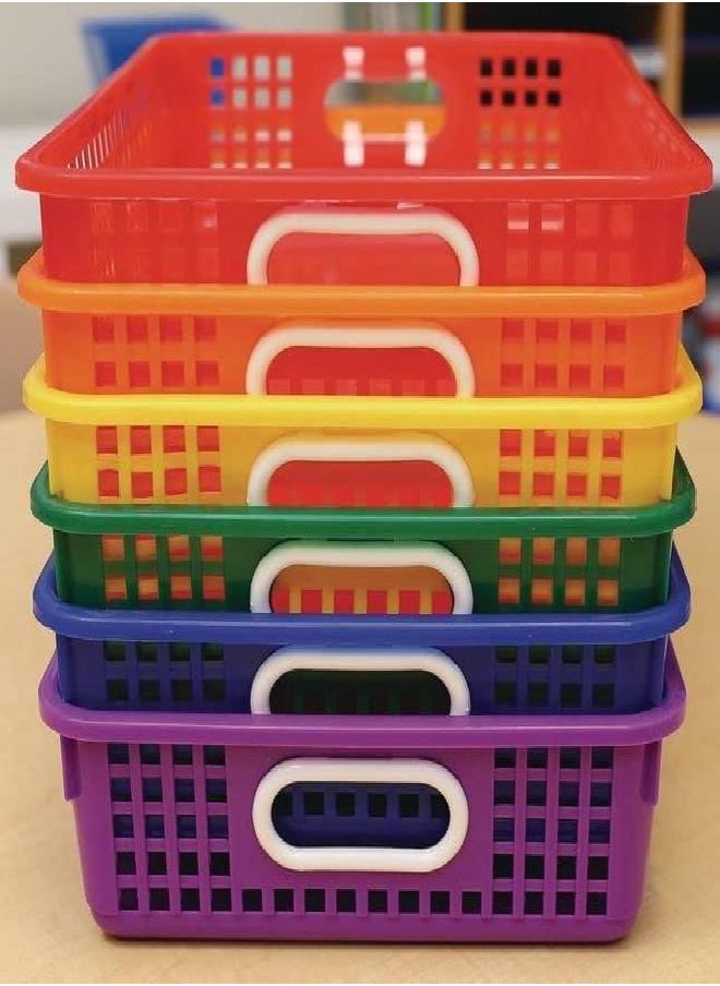 Really Good Stuff Really Good Stuff - 666001 Plastic Desktop Paper Storage Baskets for Classroom or Home Use - Plastic Mesh Baskets in Fun Rainbow Colors - 14.25” x 10” - (Set of 6) 