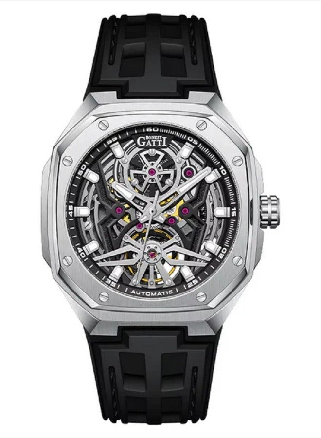 bonest gatti BG5802-A1, Automatic Men Watches, Black Rubber Strap  - Image 1