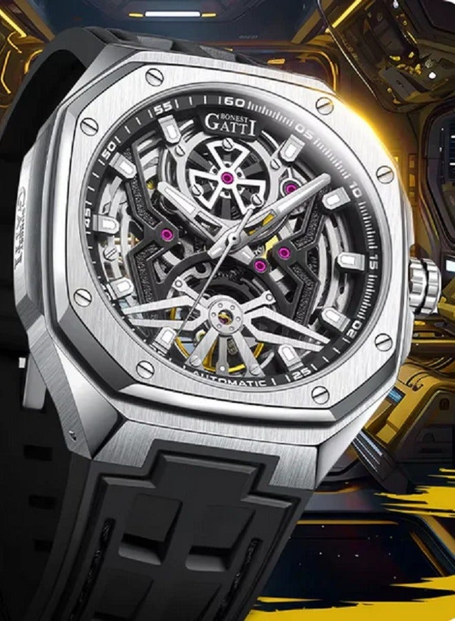 bonest gatti BG5802-A1, Automatic Men Watches, Black Rubber Strap  - Image 2