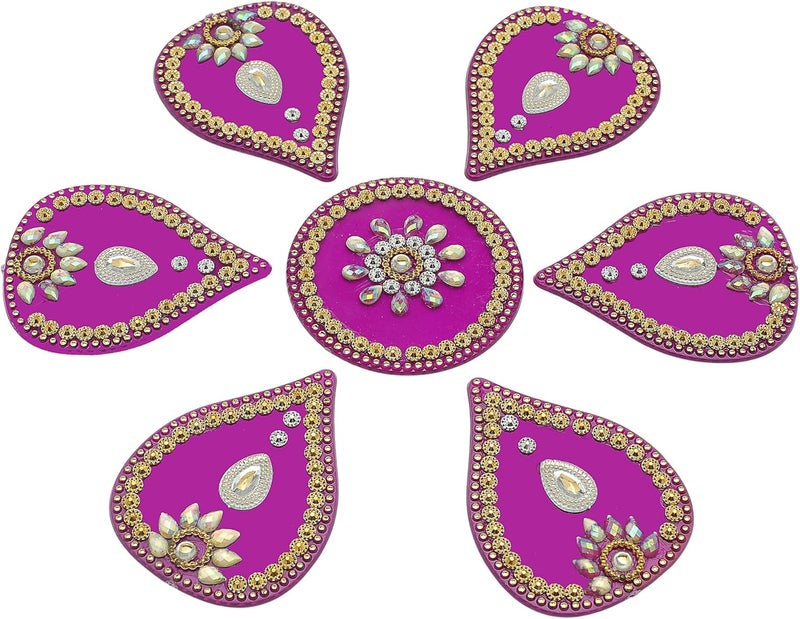 Aditri Creation Decorative Floor Rangoli Flower Designer Reusable Small Acrylic Rangoli Indian Traditional Festival Laxmi Poojan Diwali Decorations Home Decor for Home Interior Floor and Gifting(Size:- 9")(Purple) - Image 3