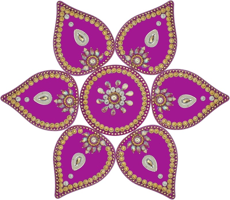 Aditri Creation Decorative Floor Rangoli Flower Designer Reusable Small Acrylic Rangoli Indian Traditional Festival Laxmi Poojan Diwali Decorations Home Decor for Home Interior Floor and Gifting(Size:- 9")(Purple) - Image 2