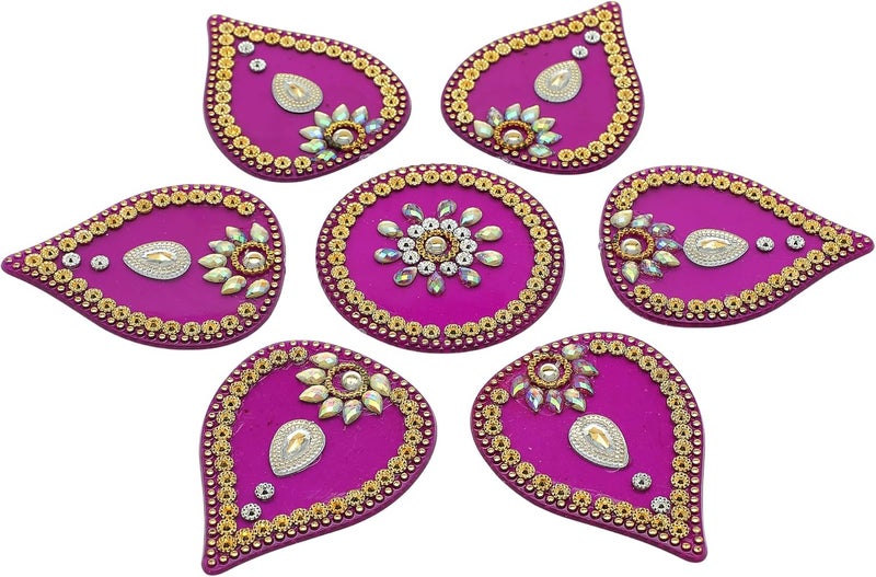Aditri Creation Decorative Floor Rangoli Flower Designer Reusable Small Acrylic Rangoli Indian Traditional Festival Laxmi Poojan Diwali Decorations Home Decor for Home Interior Floor and Gifting(Size:- 9")(Purple) - Image 1