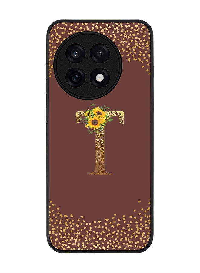 Stylizedd For OnePlus 13R / Ace 5 Pro Case,Slim fit Camera Protection, Shockproof Thin Phone cover  - Custom Floral Monogram - T  (Brown )