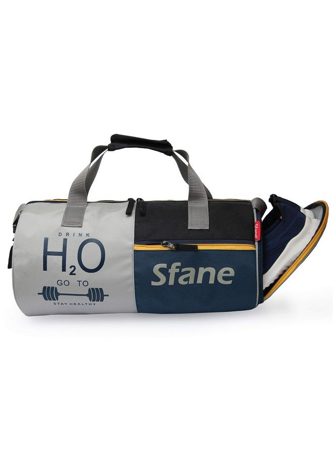 SFANE حقائب جيم سفاني للرجال مع قسم منفصل للأحذية حقائب رياضية للنساء حقائب دفل غير محددة للجيم للسفر والحمل حقائب دفل قابلة للتعديل حقيبة رياضية - رمادي وأزرق بحري - Image 3