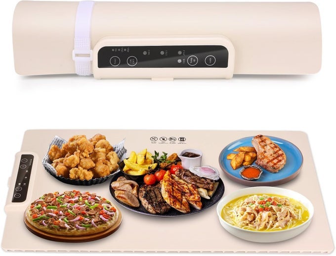 ELECTRIC WARMING TRAY WITH ADJUSTABLE TEMPERATURENEW UPGRADE ELECTRIC HEATING TRAY FOLDABLE FOOD WARMER FAST HEATING ELECTRIC WARMING HOT PLATE TRAYS FOR BUFFETS PARTY TO KEEP FOOD WARM