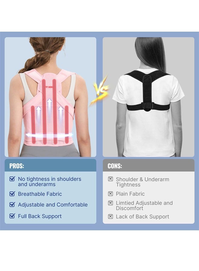 Beauenty Back Brace and Posture Corrector for Women and Men, Back Straightener Posture Corrector, Scoliosis and Hunchback Correction, Back Pain, Spine Corrector, Support, Adjustable Posture Trainer, Pink - Image 2