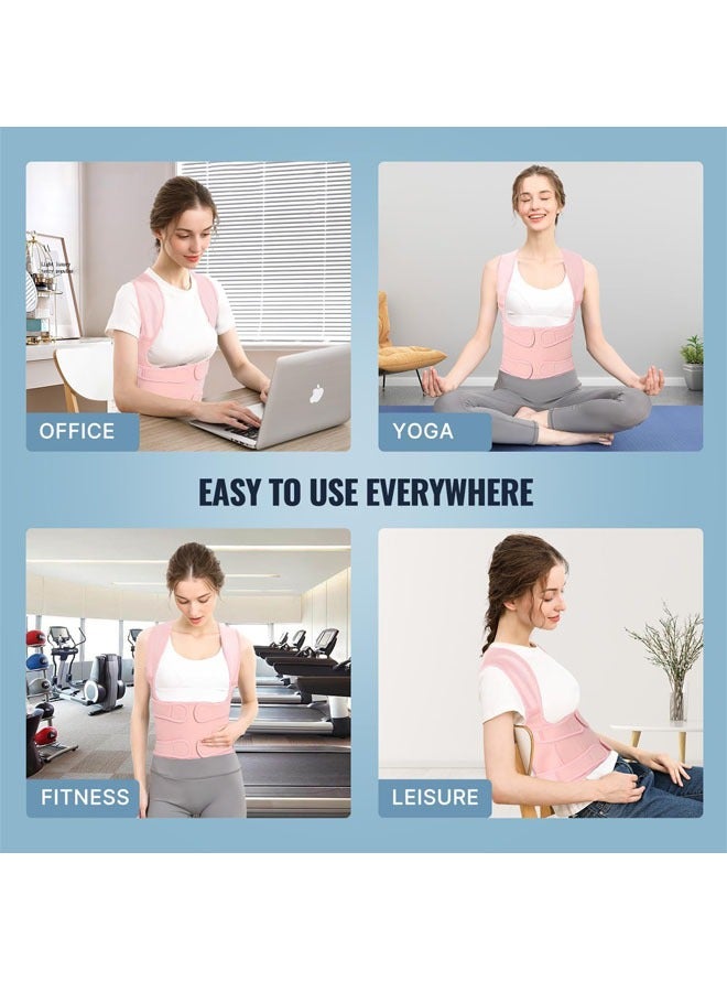 Beauenty Back Brace and Posture Corrector for Women and Men, Back Straightener Posture Corrector, Scoliosis and Hunchback Correction, Back Pain, Spine Corrector, Support, Adjustable Posture Trainer, Pink - Image 5