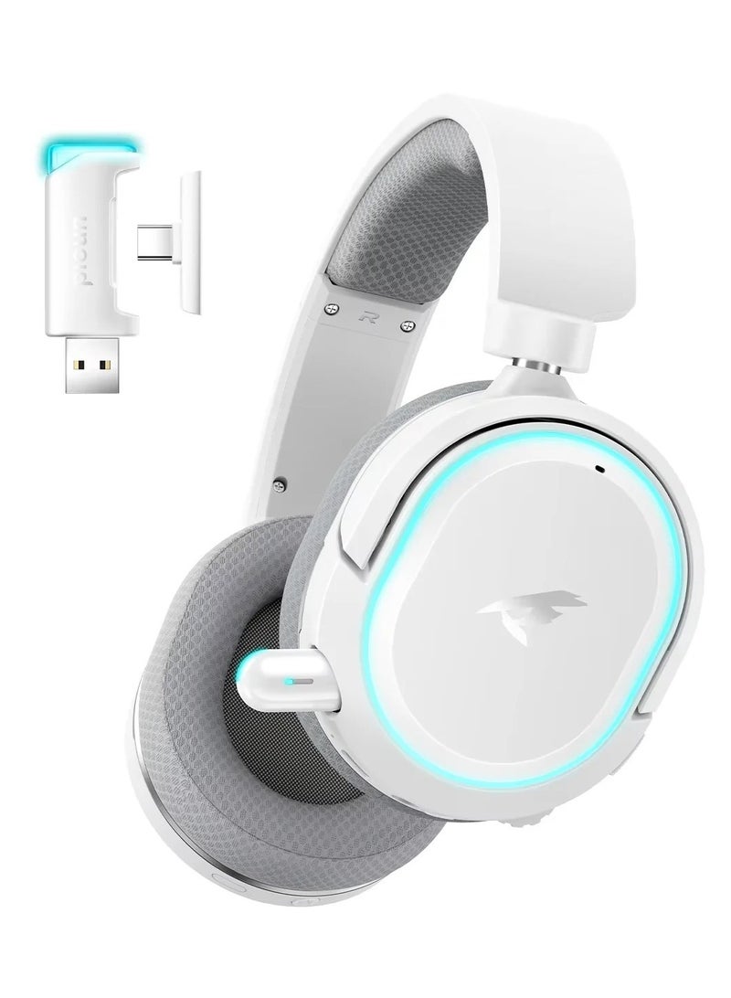 Picun UG-08S Wireless Gaming Headset, 2.4GHz Ultra-Low Latency Wireless Gaming Headphone with Noise-canceling Microphone, 7.1 Surround Sound with Immersive Experience, Glowing LED Lights, USB-C transmitter with USB-A adapter for PS5, PS4, PC - Image 1