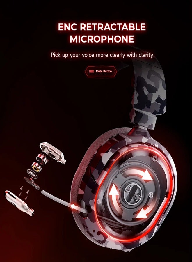 Picun UG-08S Wireless Gaming Headset, 2.4GHz Ultra-Low Latency Wireless Gaming Headphone with Noise-canceling Microphone, 7.1 Surround Sound with Immersive Experience, Glowing LED Lights, USB-C transmitter with USB-A adapter for PS5, PS4, PC - Image 5