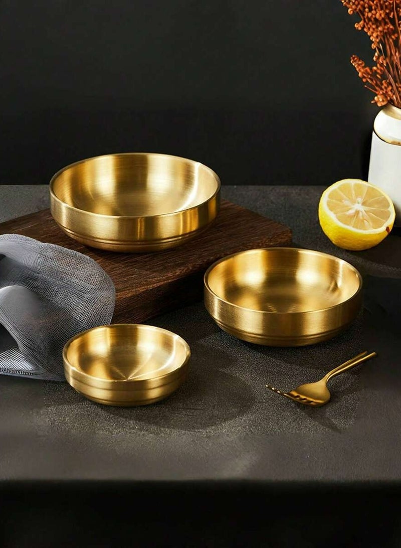 3PCS Stainless Steel Bowls  Serving Bowls Large Pasta Bowls Decorative Gold Bowls Ramen Bowls Vegetable Salad Bowls Kitchen Soup Bowls Mixing Bowls for Cooking - Image 4