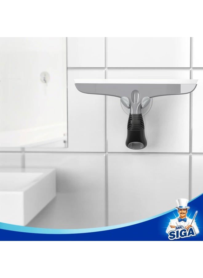 Mr Siga Multi-Purpose Silicon Squeegee for Window, Glass, Shower Door, Car Windshield, Heavy Duty Window Scrubber, Includes Suction Hook, 10 inch, Gray & Black, 1 Pack - Image 5