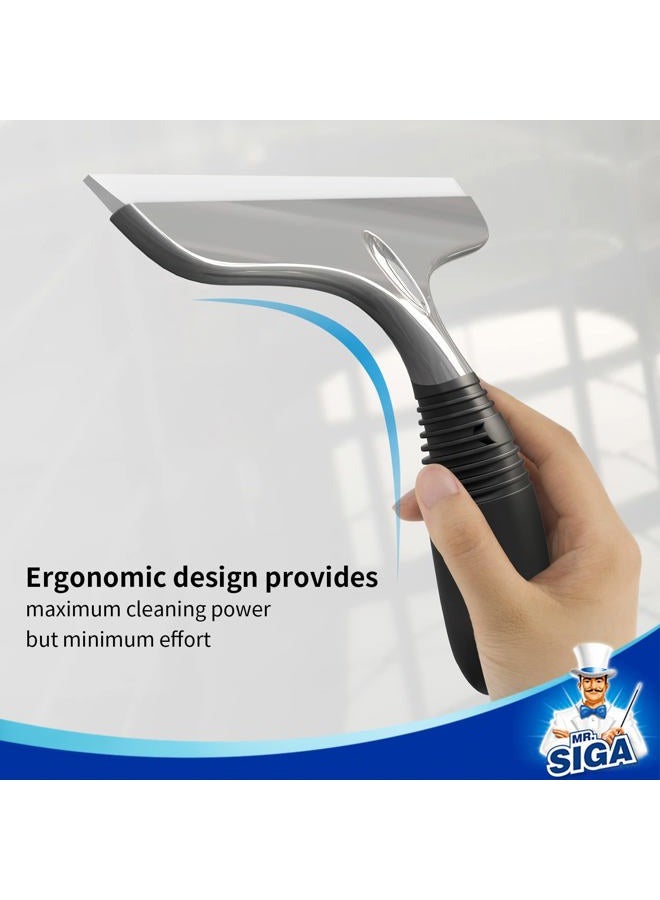 Mr Siga Multi-Purpose Silicon Squeegee for Window, Glass, Shower Door, Car Windshield, Heavy Duty Window Scrubber, Includes Suction Hook, 10 inch, Gray & Black, 1 Pack - Image 4