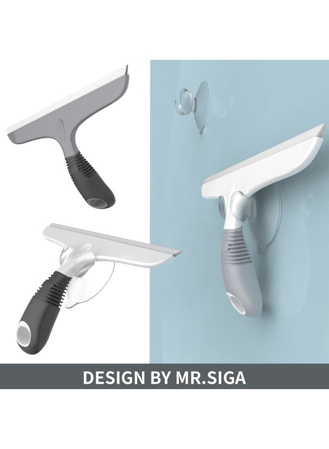Mr Siga Multi-Purpose Silicon Squeegee for Window, Glass, Shower Door, Car Windshield, Heavy Duty Window Scrubber, Includes Suction Hook, 10 inch, Gray & Black, 1 Pack - Image 3