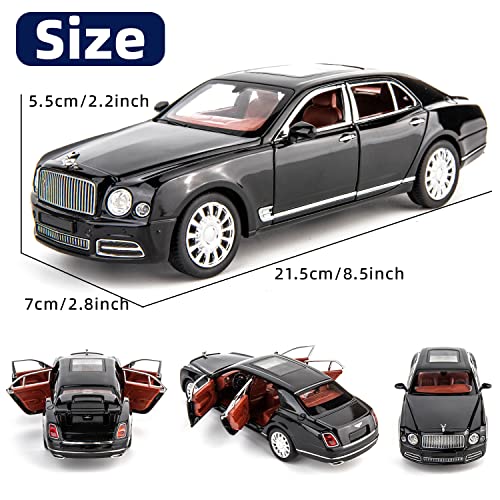 BDTCTK Compatible for 124 Scale Bentley Mulsanne Diecast Cars Models Pull Back Car Toys with 6 Open Doors Light and Sound Boys Toys Kids Adults GiftsBlack - Image 5