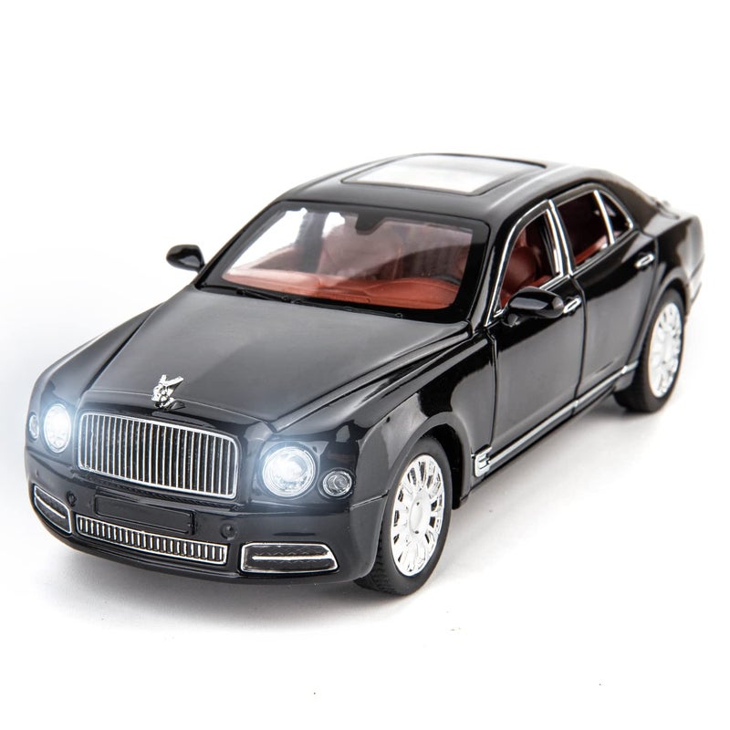 BDTCTK Compatible for 124 Scale Bentley Mulsanne Diecast Cars Models Pull Back Car Toys with 6 Open Doors Light and Sound Boys Toys Kids Adults GiftsBlack - Image 3