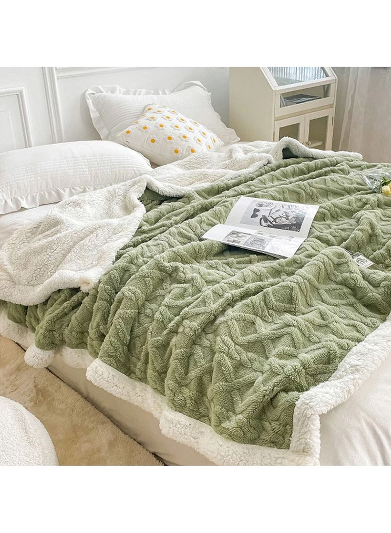 DubaiGallery Winter Double Layer Thick Blanket Soft Warm Sherpa Wool Blankets Geometric Plaid Taff Cashmere Lamb Throw Blanket Girls Gift  - Image 2