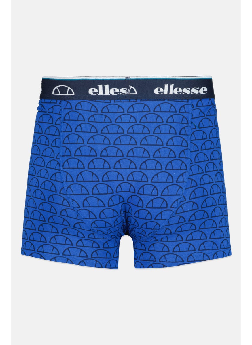 Ellesse Men 3 Pieces Brand Logo Trunks, Navy/Teal Green  - Image 2