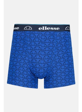 Ellesse Men 3 Pieces Brand Logo Trunks, Navy/Teal Green  - Image 5