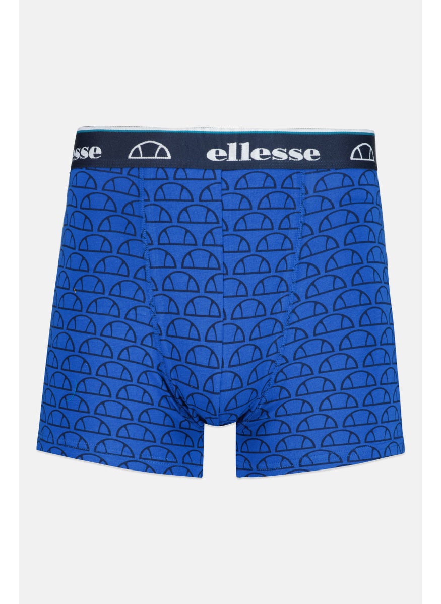 Ellesse Men 3 Pieces Brand Logo Trunks, Navy/Teal Green  - Image 5