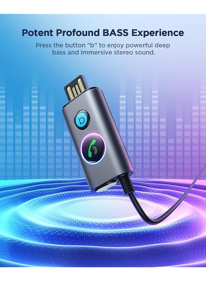 SYOSI Bluetooth 5.3 Receiver, Hifi Deep Bass Sound Aux Bluetooth Adapter For Car 3.5Mm Jack Kit With Built-In Microphone Aux Input For Car Home Stereo Wired Headphones Hands-Free Call Dual Connection - Image 5