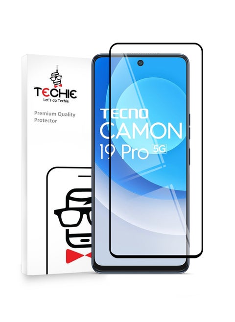 Techie  5D Full Cover 9H Hardness HD Tempered Glass Screen Protector for Tecno Camon 19 Pro 5G  - Anti-Scratch, Anti-Fingerprint, and Bubbles Free Technology