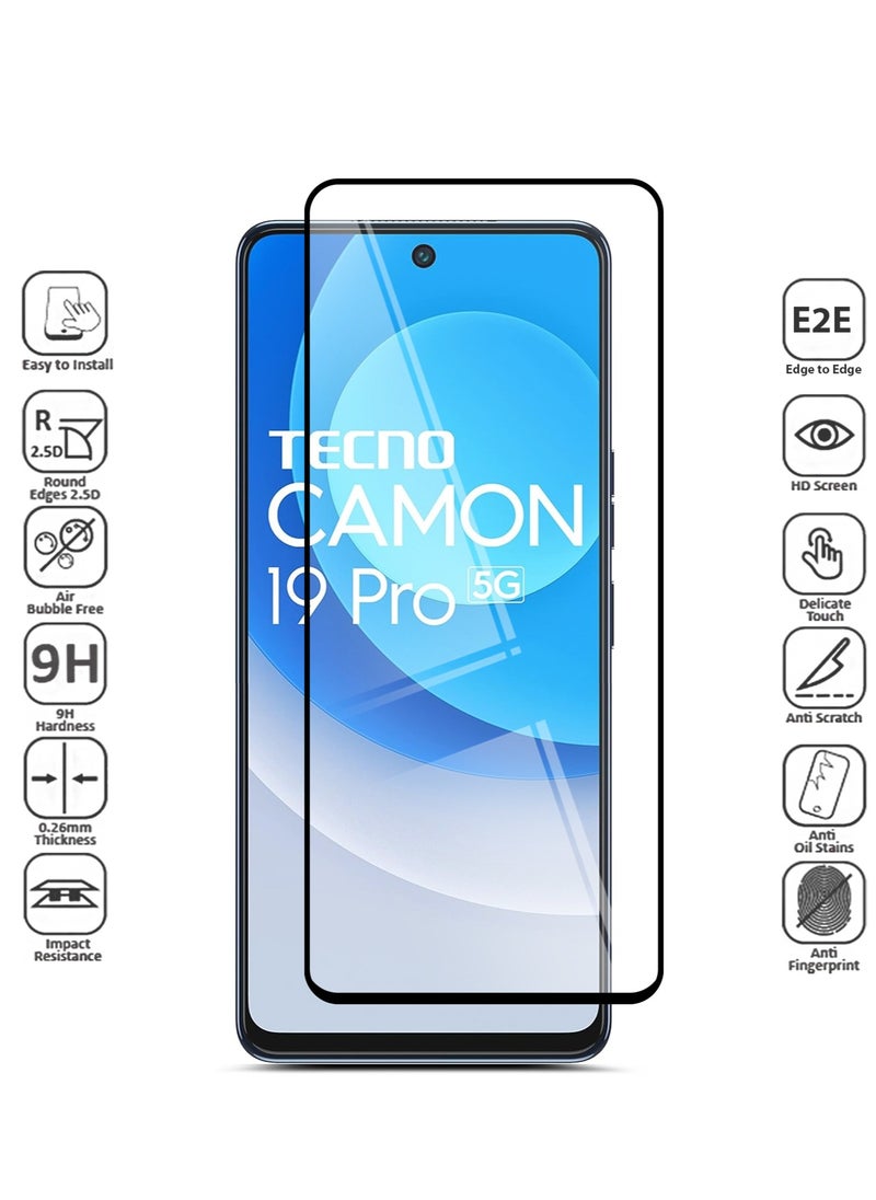 Techie - Techie  5D Full Cover 9H Hardness HD Tempered Glass Screen Protector for Tecno Camon 19 Pro 5G  - Anti-Scratch, Anti-Fingerprint, and Bubbles Free Technology - Image 1