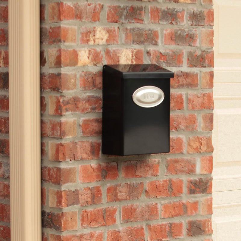 Architectural Mailboxes Designer Galvanized Steel, Locking Wall Mount Mailbox, Black with Satin Nickel - Image 5