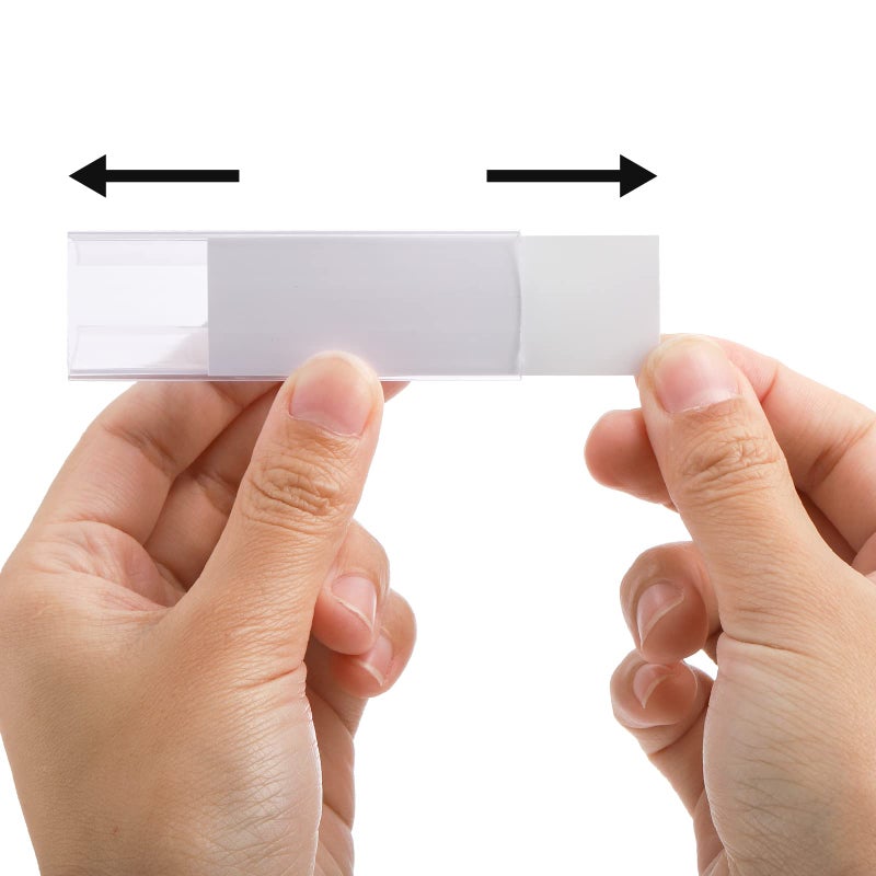 Hedume 100 Pcs Plastic Label Holder with 100 Pcs Label Inserts, 3" L x1" H Clear Plastic Shelf Label Holder, Shelf Sign and Ticket Holder, Clips On to Shelves 5/8" to 3/4" Thick - Image 3