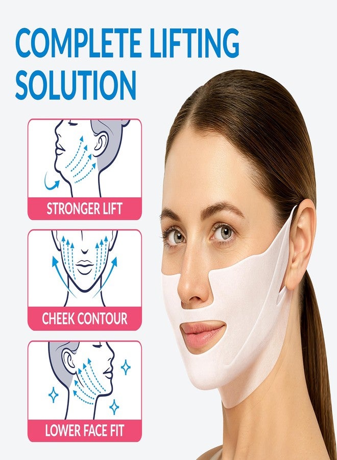 Stylia MaxiLift V-Line Lifting Collagen Face Mask - Double Chin Strap - Jawline Shaper - Neck Firming and Tightening Mask with Hyaluronic Acid & Aloe Vera - Chin Strap for Sleeping (10PC) - Image 2