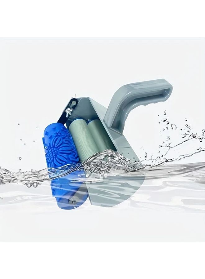Blue Textured Paint Roller For DIY Wall Decoration Durable Plastic Construction Smooth Application - Image 2
