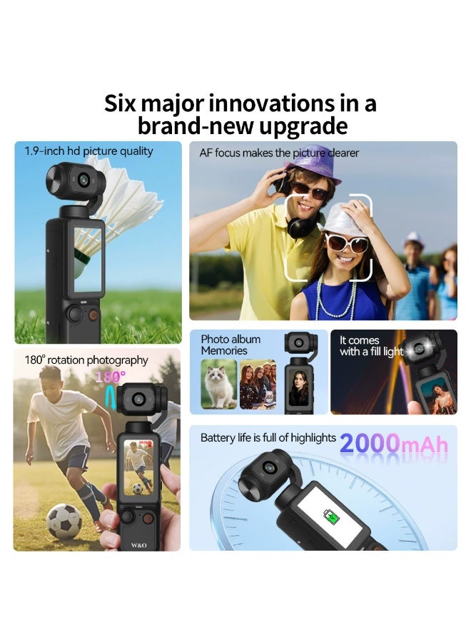 NexusTek Action Camera 1080P HD Video, 180° Rotating Lens, AF Auto Focus, Night Fill Light, Mini Portable Vlog Camera for Outdoor Sports Cycling, Supports 128GB - Image 2