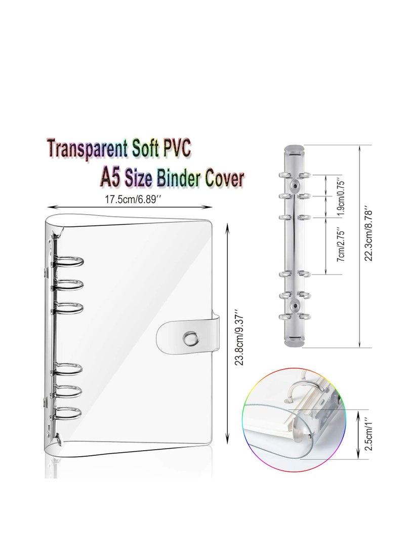 Generic 2 PCS A5 Rainbow Soft PVC Notebook Binder, Refillable Paper PVC Binder, Loose Leaf Personal Planner Binder, Clear Soft PVC Notebook Cover  - Image 3