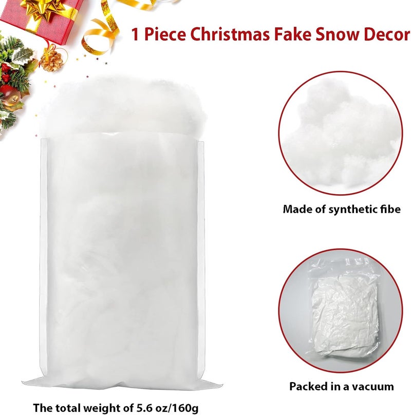 Pextian Christmas Fake Snow Decor, Artificial Snow Fluff Decoration, Cotton Snow for Winter Village, Flame Resistant Indoor Snow Blanket for Nativity, Christmas Decoration(5.6 OZ) - Image 4