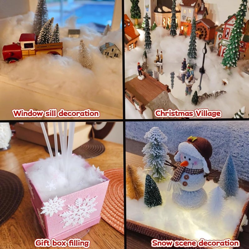 Pextian Christmas Fake Snow Decor, Artificial Snow Fluff Decoration, Cotton Snow for Winter Village, Flame Resistant Indoor Snow Blanket for Nativity, Christmas Decoration(5.6 OZ) - Image 3